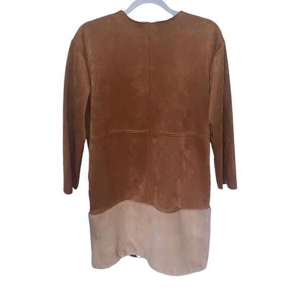 Zara Longline Oversized Faux Suede Sherpa Cognac Camel Jacket - Picture 7 of 15